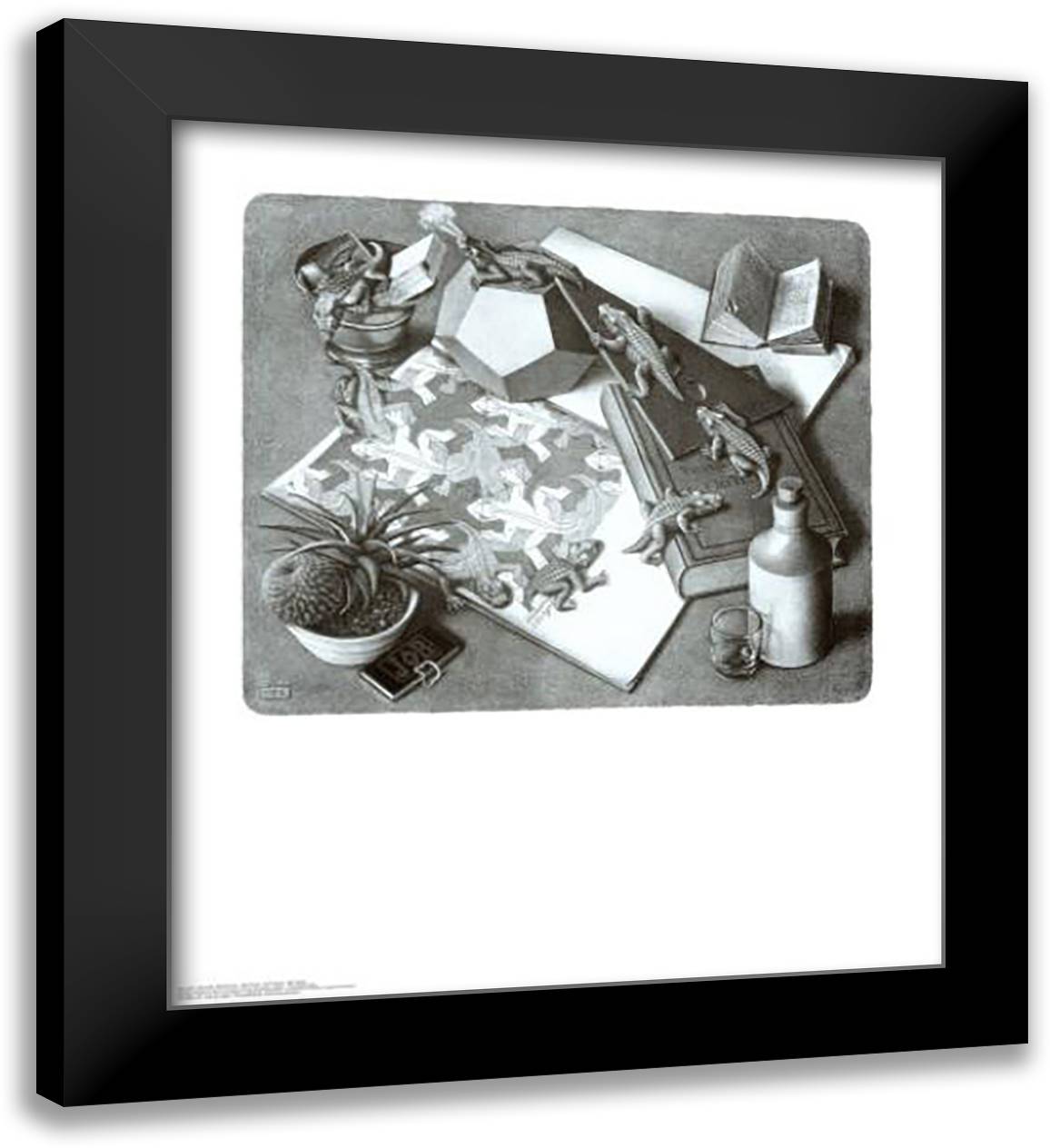 Reptiles 26x30 Black Modern Wood Framed Art Print Poster by Escher, M.C.