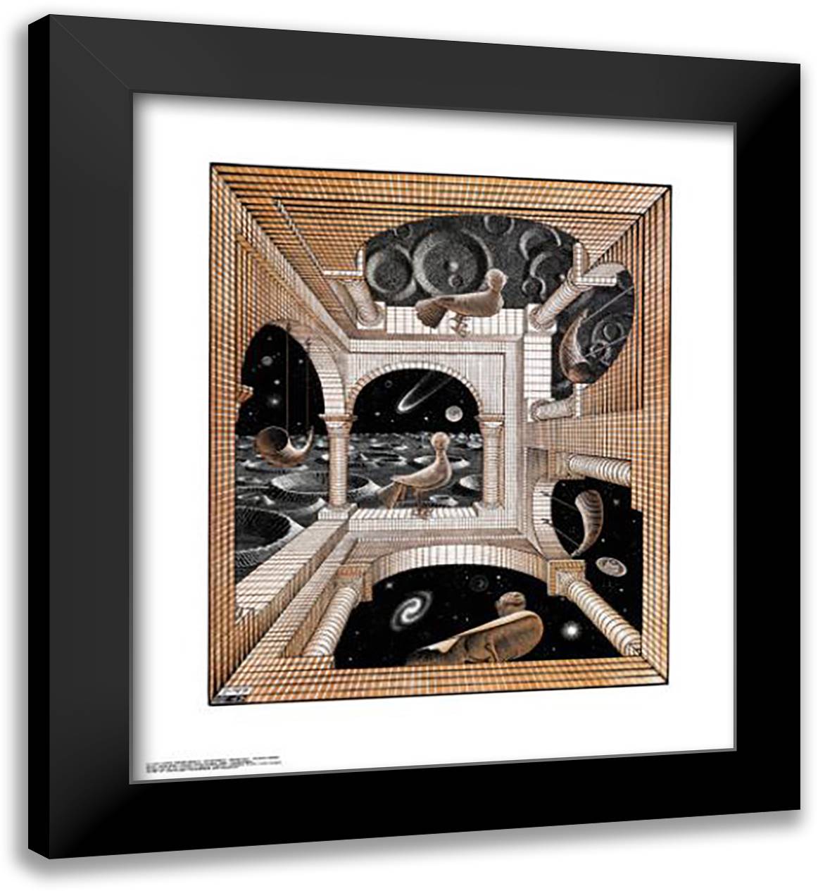 Another World 26x30 Black Modern Wood Framed Art Print Poster by Escher, M.C.