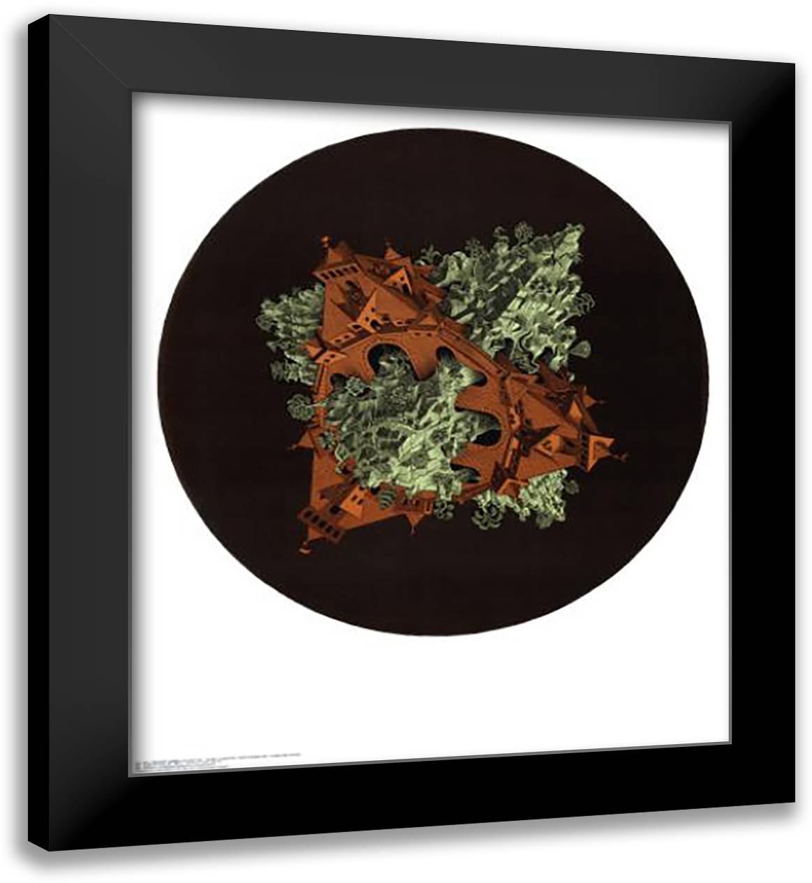 Double Planetoid 26x30 Black Modern Wood Framed Art Print Poster by Escher, M.C.