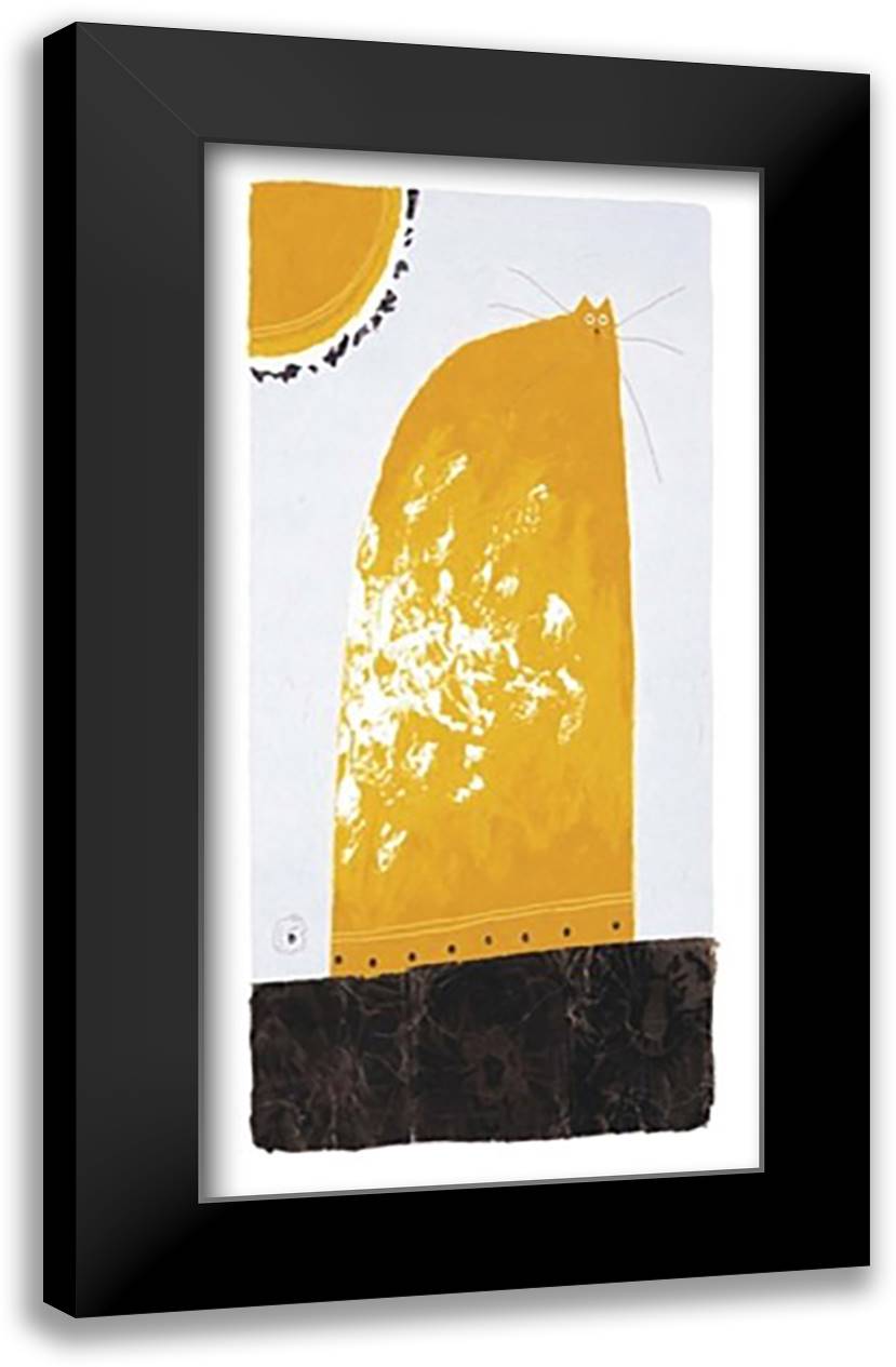 Yellow Cat 13x24 Black Modern Wood Framed Art Print Poster by Nazran, Govinder
