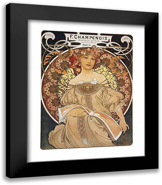 Champenois Imprimeur 20x24 Black Modern Wood Framed Art Print Poster by Mucha, Alphonse