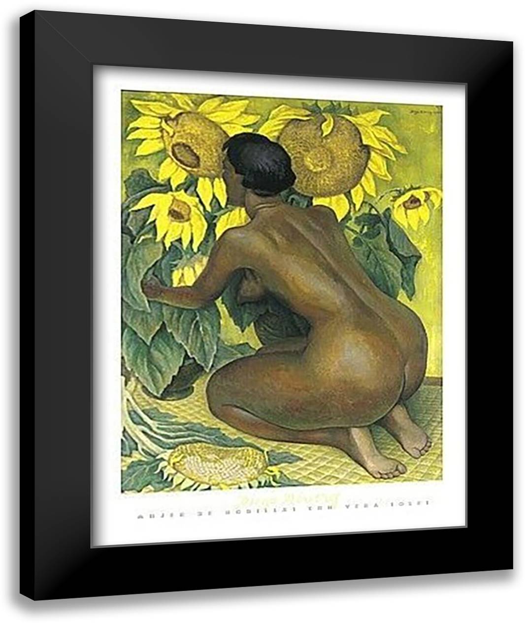 Mujer de Rodillas con Vera Soles 20x24 Black Modern Wood Framed Art Print Poster by Rivera, Diego