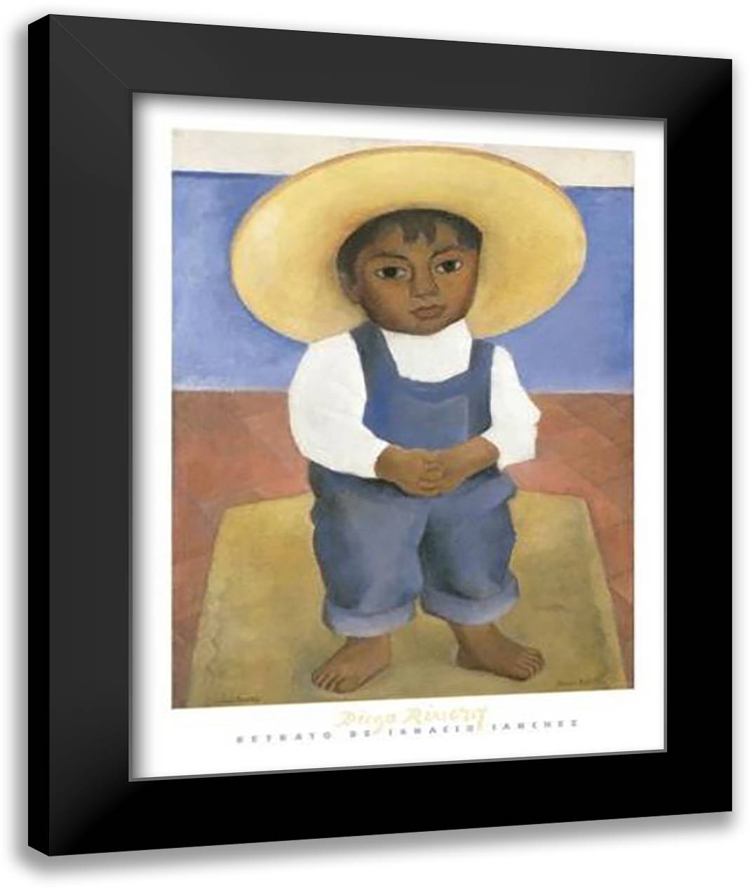 Retrato de Ignacio Sanchez 20x24 Black Modern Wood Framed Art Print Poster by Rivera, Diego