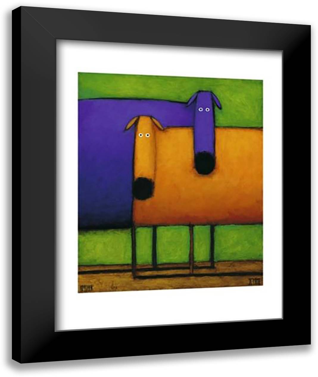 Purple and Orange Dogs 13x16 Black Modern Wood Framed Art Print Poster by Kessler, Daniel