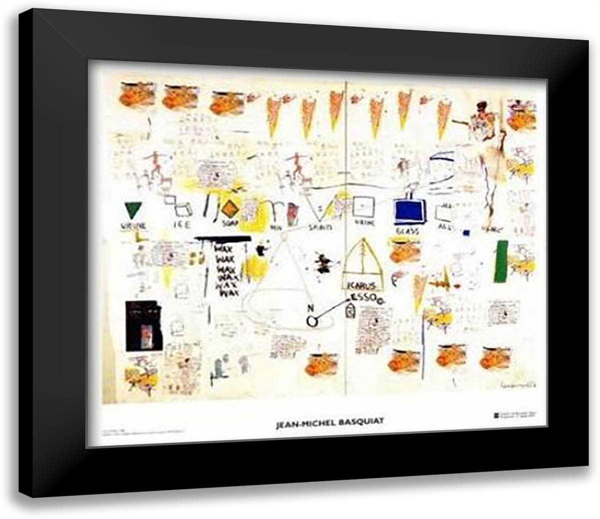 Icarus Esso, 1986 32x28 Black Modern Wood Framed Art Print Poster by Basquiat, Jean-Michel