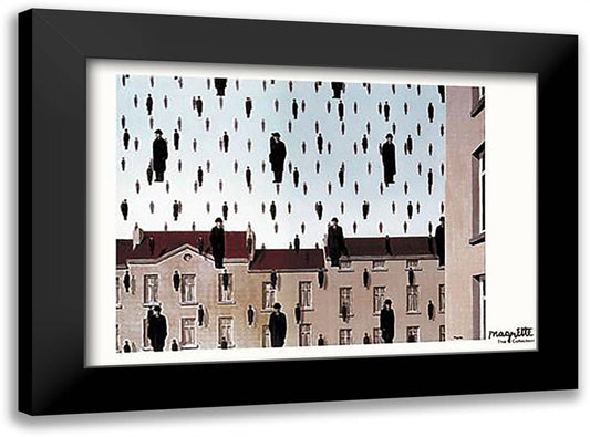 Golconde 40x28 Black Modern Wood Framed Art Print Poster by Magritte, Rene