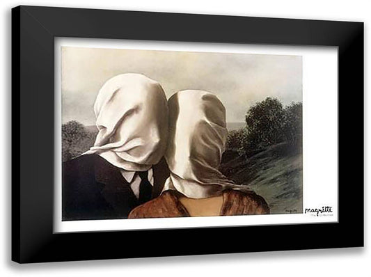 Les Amants 40x28 Black Modern Wood Framed Art Print Poster by Magritte, Rene