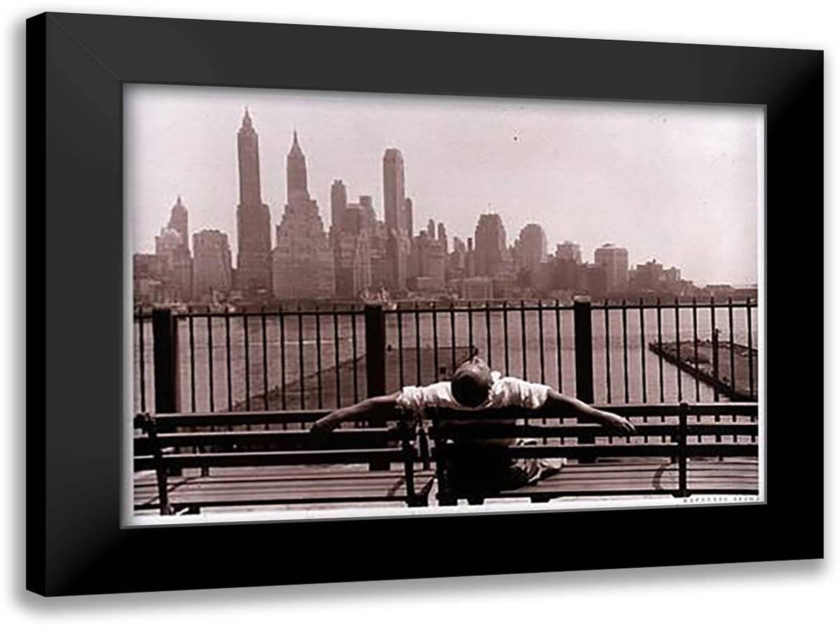 Promenade 40x28 Black Modern Wood Framed Art Print Poster by Stettner, Louis