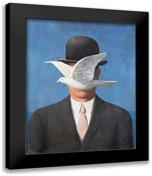 The Man with the Bowler Hat 24x32 Black Modern Wood Framed Art Print Poster by Magritte, Rene