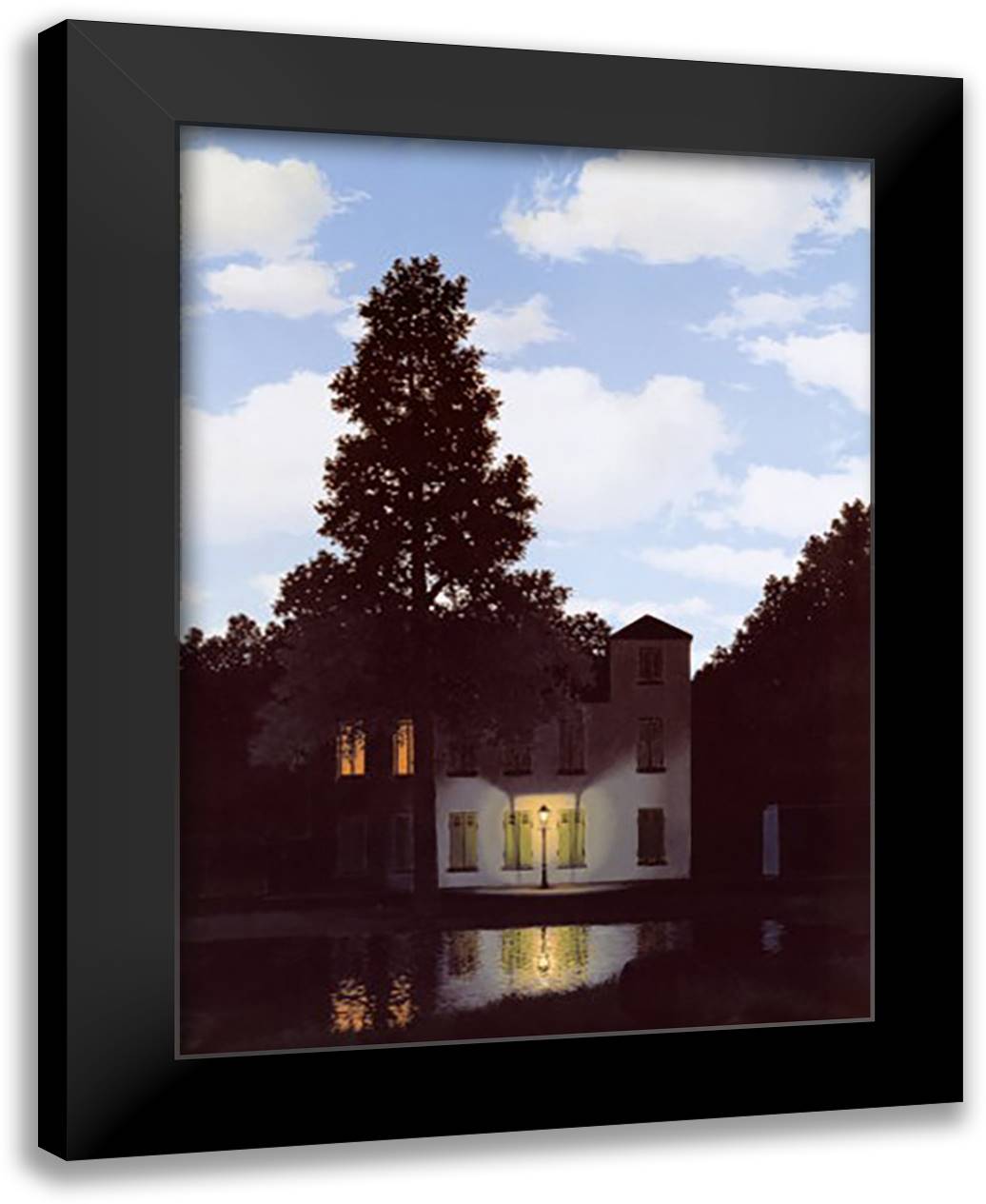 L'Empire des Lumieres 24x32 Black Modern Wood Framed Art Print Poster by Magritte, Rene