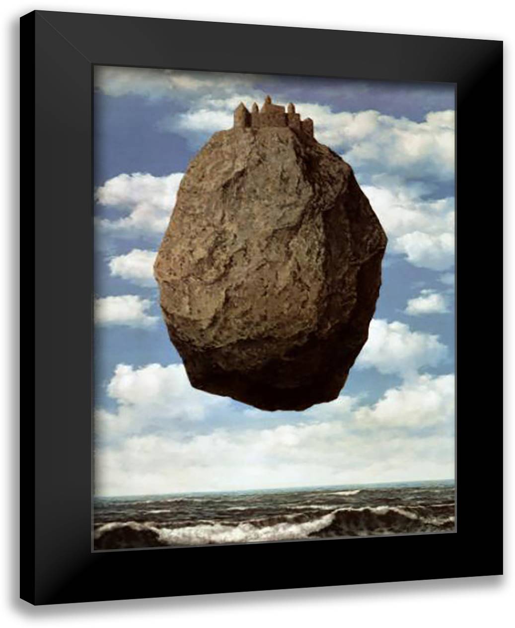 Le Chateau des Pyrenees 24x32 Black Modern Wood Framed Art Print Poster by Magritte, Rene