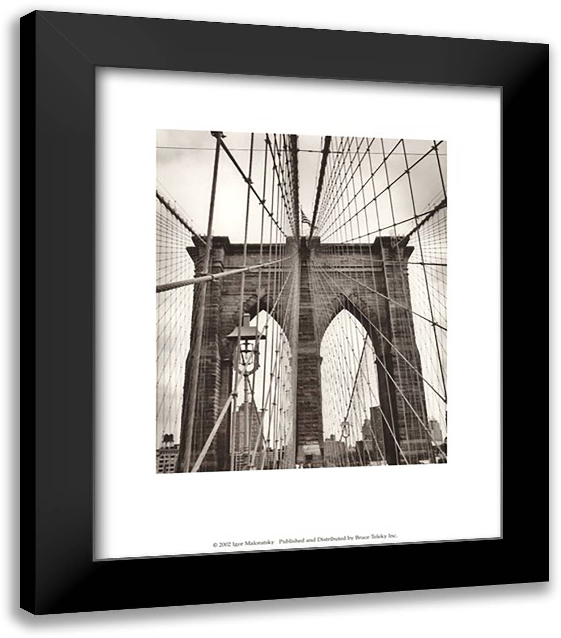 Brooklyn Bridge 12x14 Black Modern Wood Framed Art Print Poster by Maloratsky, Igor