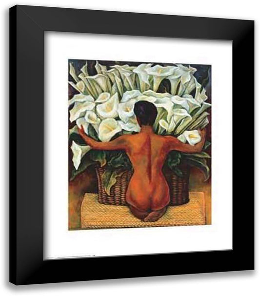 Nude With Calla Lilies 20x24 Black Modern Wood Framed Art Print Poster by Rivera, Diego
