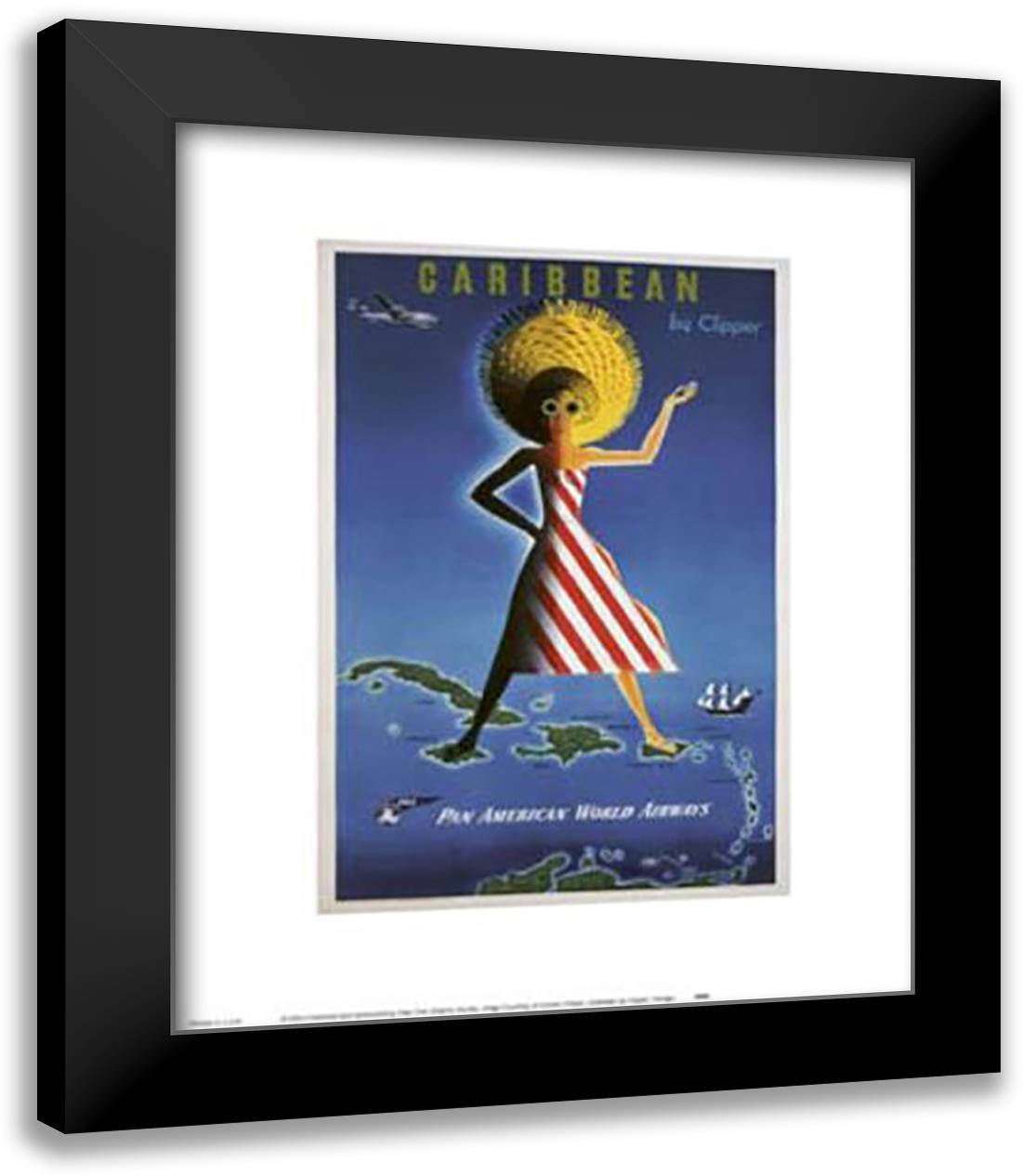 Caribbean By Clipper 15x18 Black Modern Wood Framed Art Print Poster