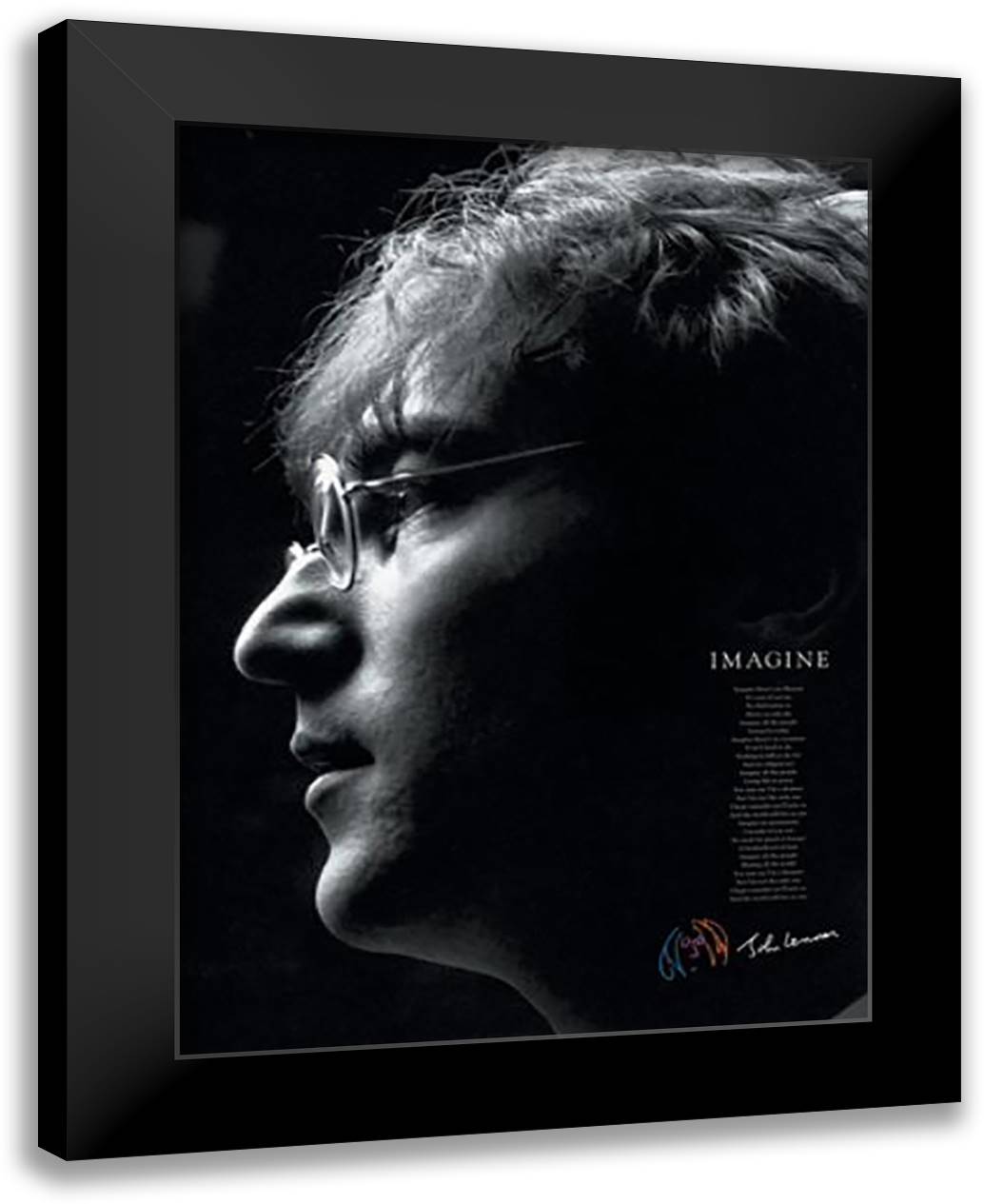 John Lennon: Imagine 28x40 Black Modern Wood Framed Art Print Poster