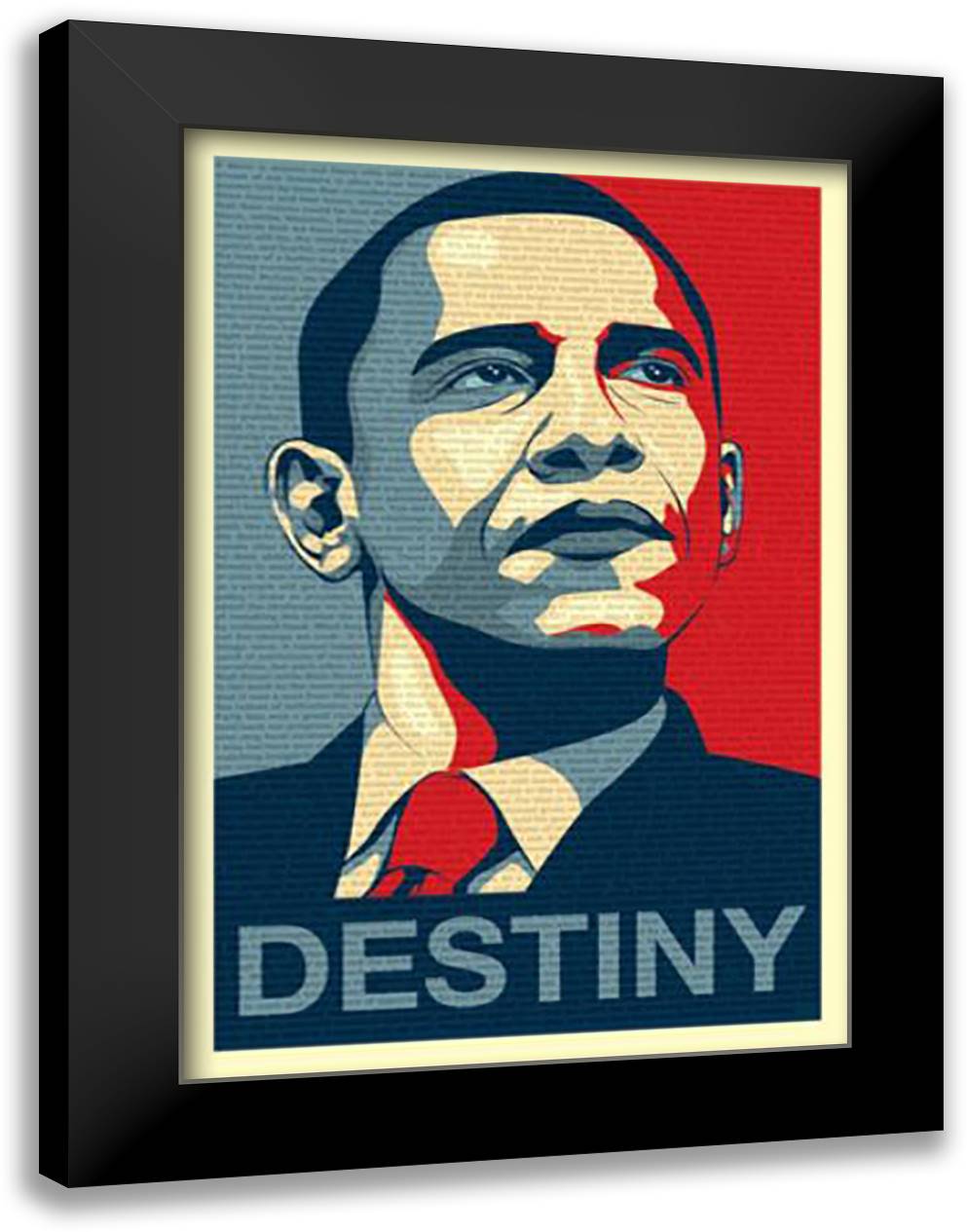 Obama: Destiny Speech 28x40 Black Modern Wood Framed Art Print Poster