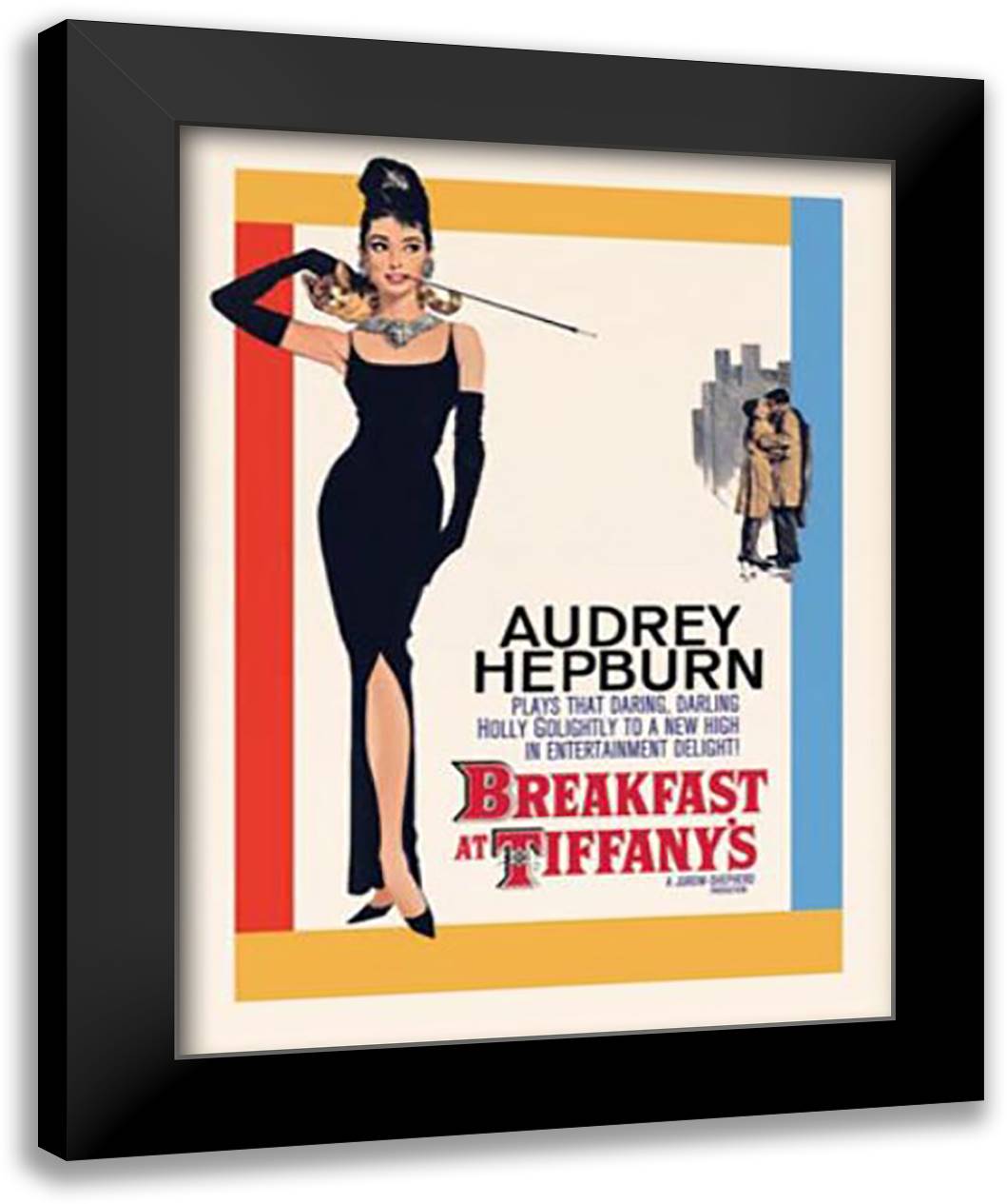 Breakfast At Tiffany's One-Sheet 28x36 Black Modern Wood Framed Art Print Poster