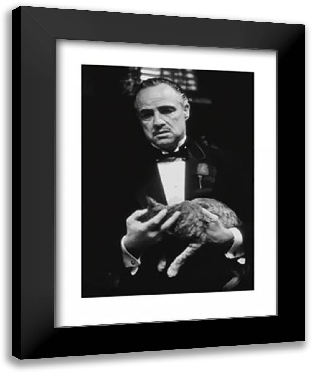 Godfather (Brando and Cat) 28x36 Black Modern Wood Framed Art Print Poster