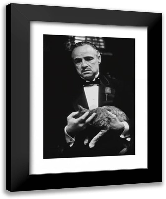 Godfather (Brando and Cat) 28x36 Black Modern Wood Framed Art Print Poster