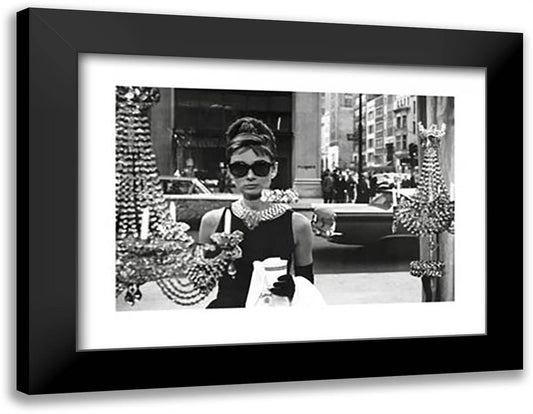 Audrey Hepburn (Window) 36x28 Black Modern Wood Framed Art Print Poster