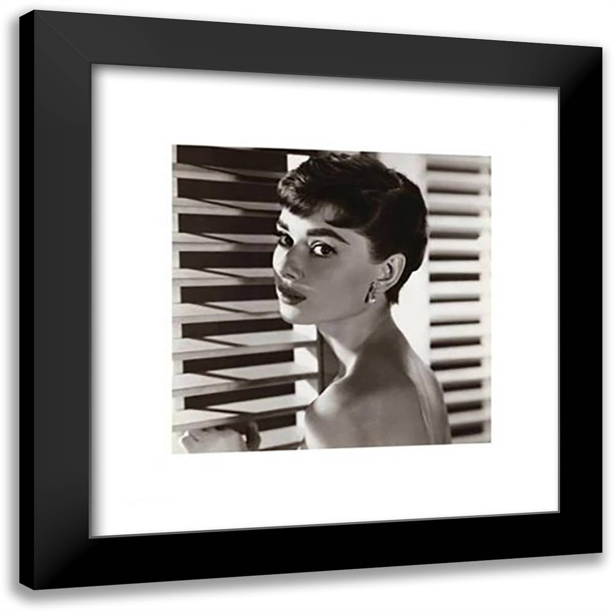 Audrey Hepburn (Blinds) 20x20 Black Modern Wood Framed Art Print Poster