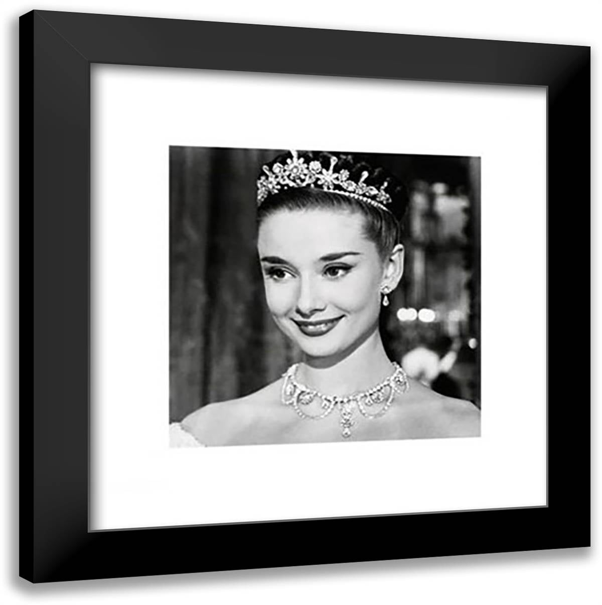 Audrey Hepburn (Princess) 20x20 Black Modern Wood Framed Art Print Poster