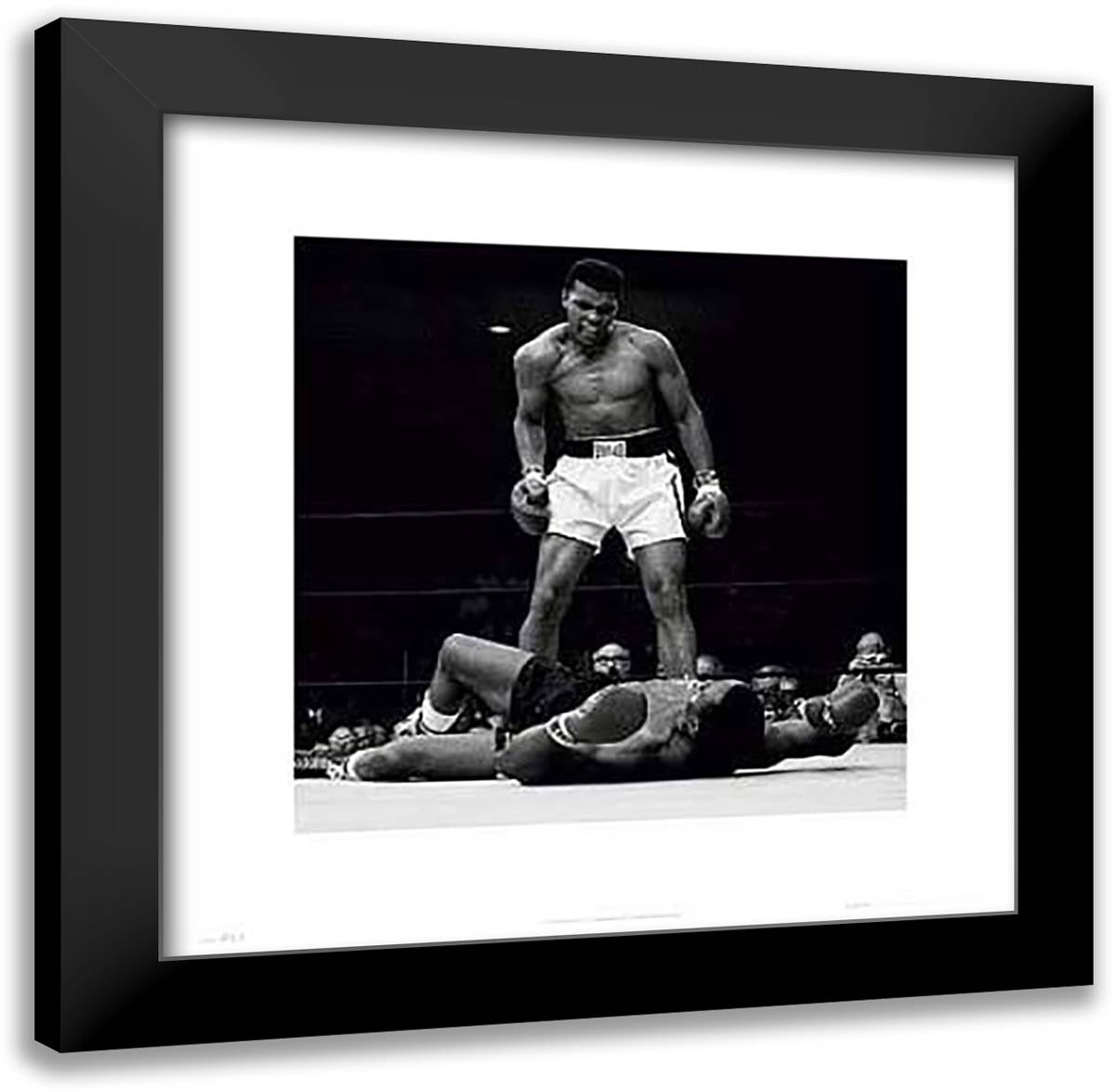 Muhammad Ali - 1965 1st Round Knockout Against Sonny Liston 20x20 Black Modern Wood Framed Art Print Poster
