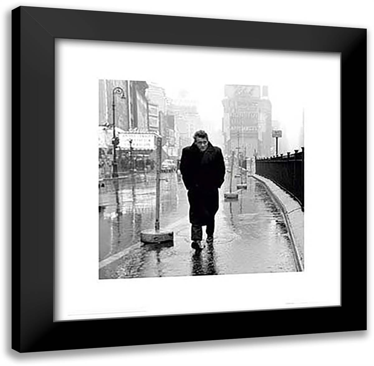 James Dean: Times Square 20x20 Black Modern Wood Framed Art Print Poster