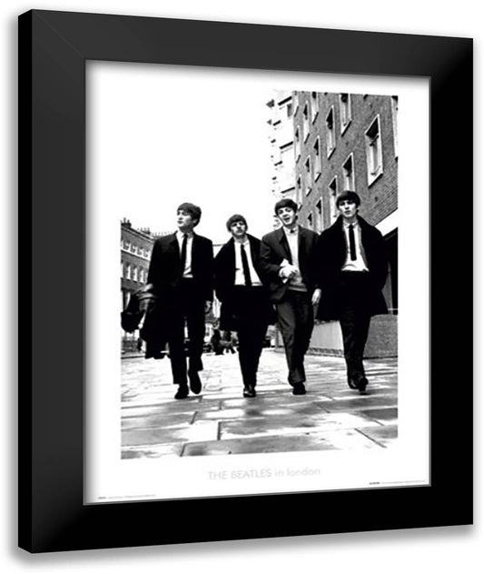 The Beatles in London 28x37 Black Modern Wood Framed Art Print Poster