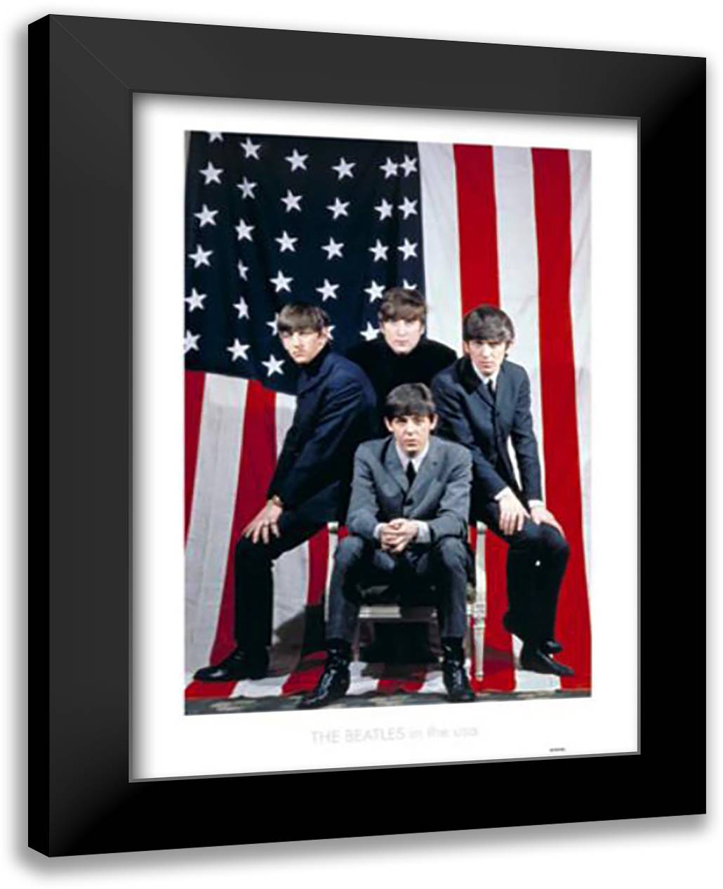 The Beatles: USA 28x37 Black Modern Wood Framed Art Print Poster