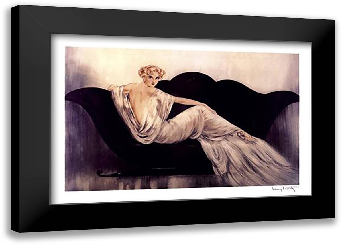 Canape 25x18 Black Modern Wood Framed Art Print Poster by Icart, Louis