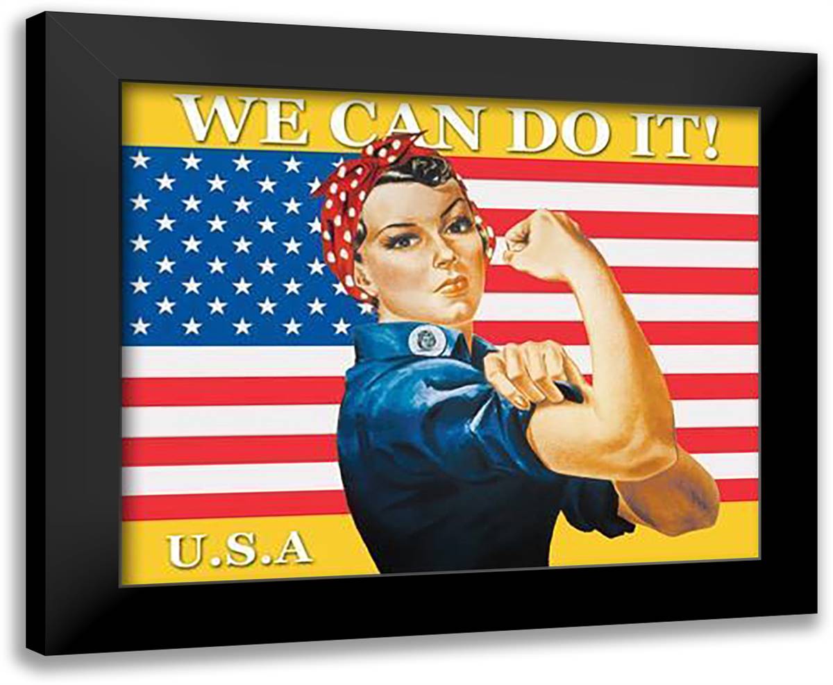 We Can Do It (Rosie The Riveter) 24x20 Black Modern Wood Framed Art Print Poster by Miller, J. Howard