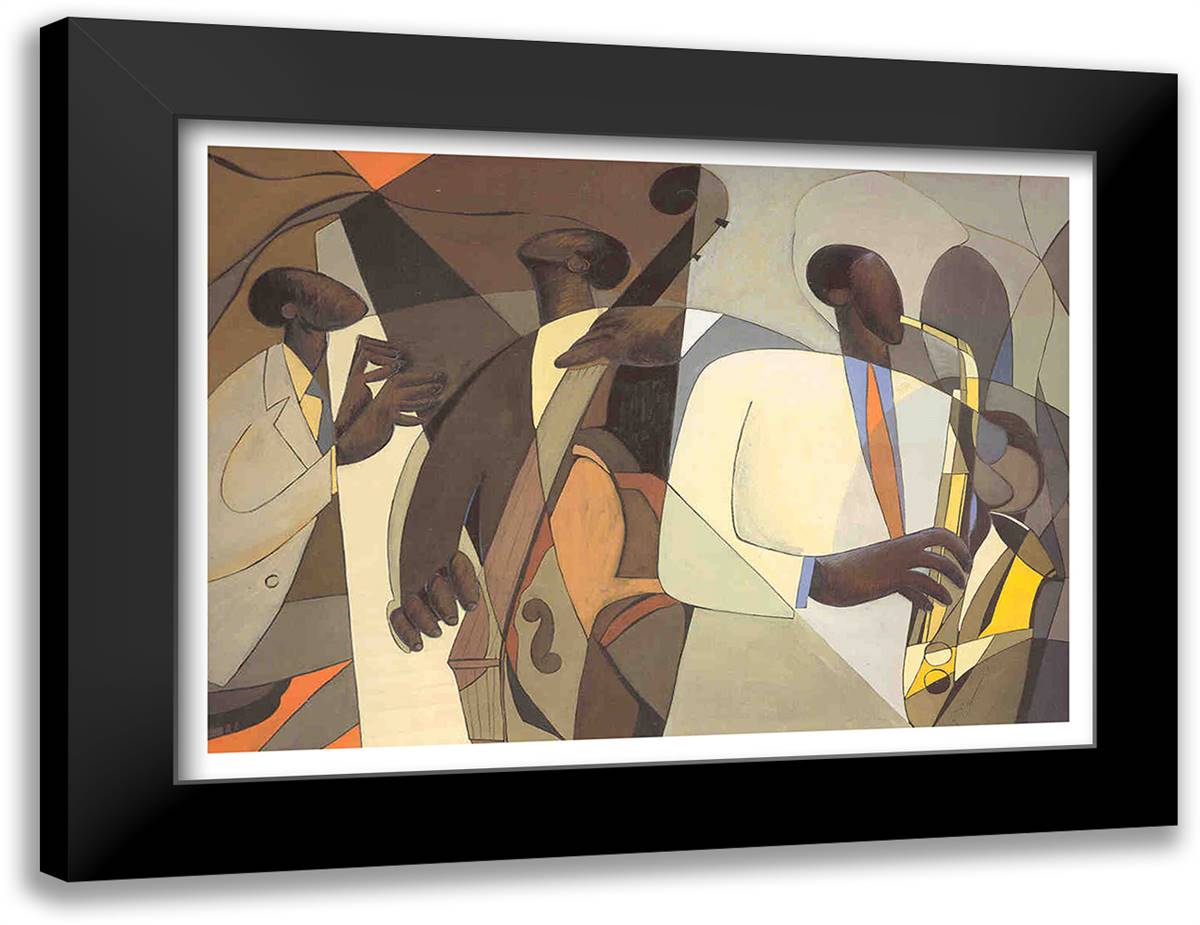 Jazz at Takoma Station 34x26 Black Modern Wood Framed Art Print Poster by Holston, Joseph