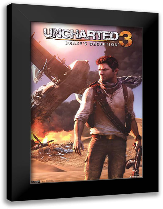 UNCHARTED 3: Drake's Deception 27x38 Black Modern Wood Framed Art Print Poster