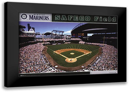 Seattle Mariners - Safeco Field 38x26 Black Modern Wood Framed Art Print Poster