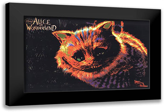 Black Light - Alice in Wonderland - Cheshire Cat 38x27 Black Modern Wood Framed Art Print Poster