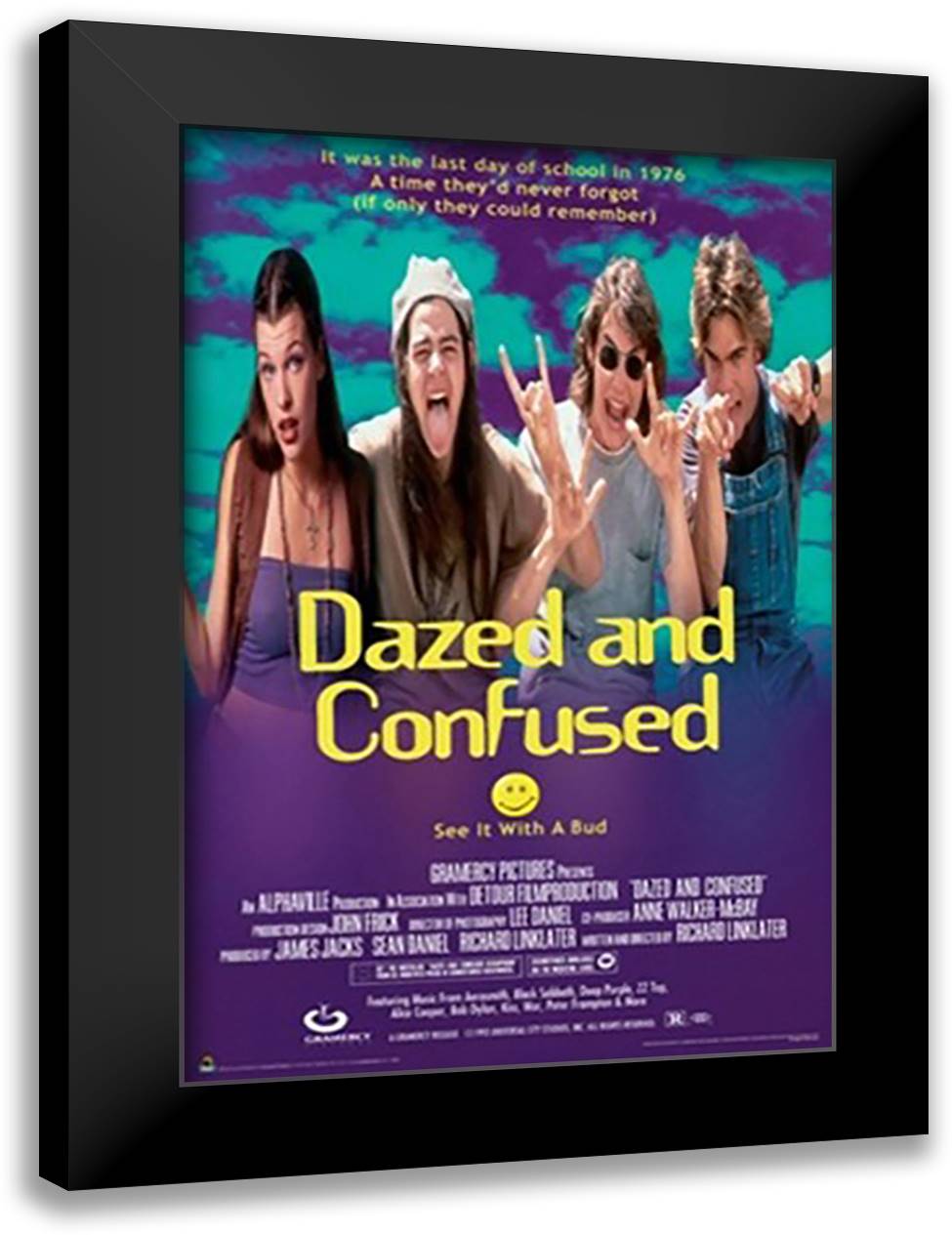 Dazed and Confused 26x38 Black Modern Wood Framed Art Print Poster