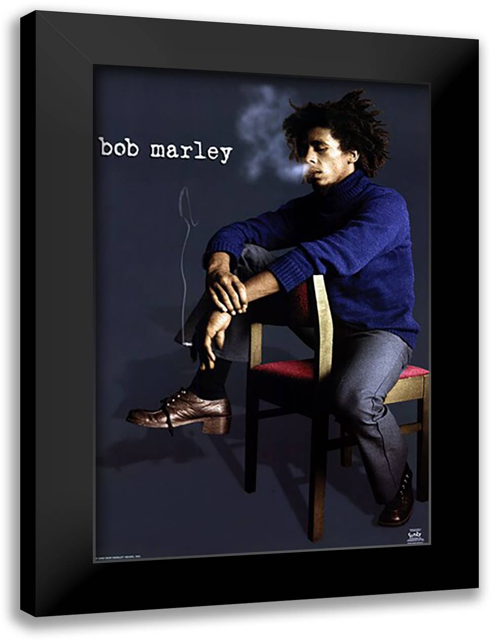 Bob Marley- Chair 26x38 Black Modern Wood Framed Art Print Poster