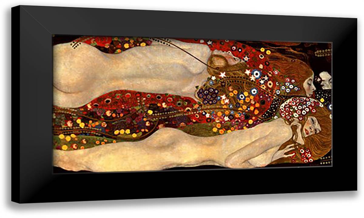 Water Serpents II, c.1907 40x20 Black Modern Wood Framed Art Print Poster by Klimt, Gustav