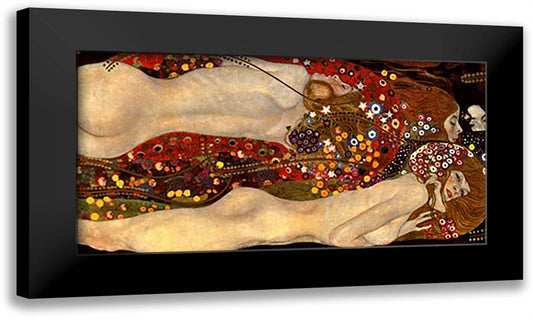 Water Serpents II, c.1907 40x20 Black Modern Wood Framed Art Print Poster by Klimt, Gustav