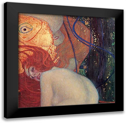 Goldfish, c.1902 (detail) 24x24 Black Modern Wood Framed Art Print Poster by Klimt, Gustav