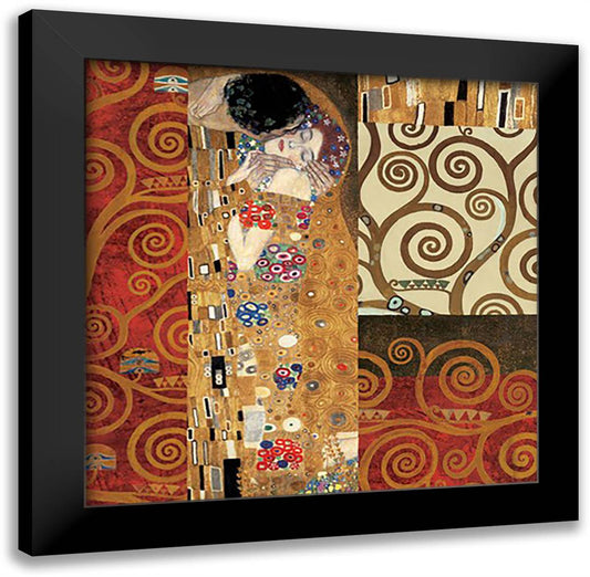 Klimt Details (The Kiss) 28x28 Black Modern Wood Framed Art Print Poster by Klimt, Gustav