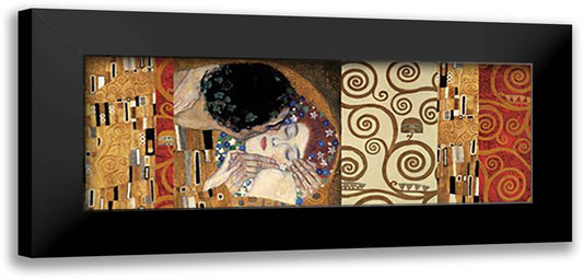 Klimt Deco (The Kiss) 40x16 Black Modern Wood Framed Art Print Poster by Klimt, Gustav