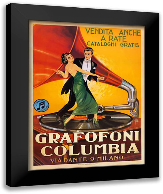Grafofoni Columbia 1920 28x36 Black Modern Wood Framed Art Print Poster
