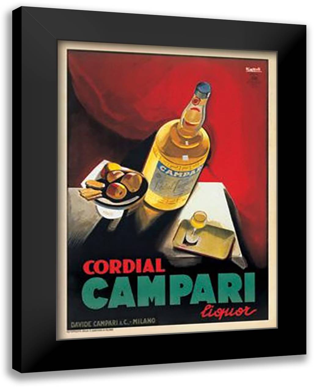 Cordial Campari 28x36 Black Modern Wood Framed Art Print Poster by Nizzoli, Marcello