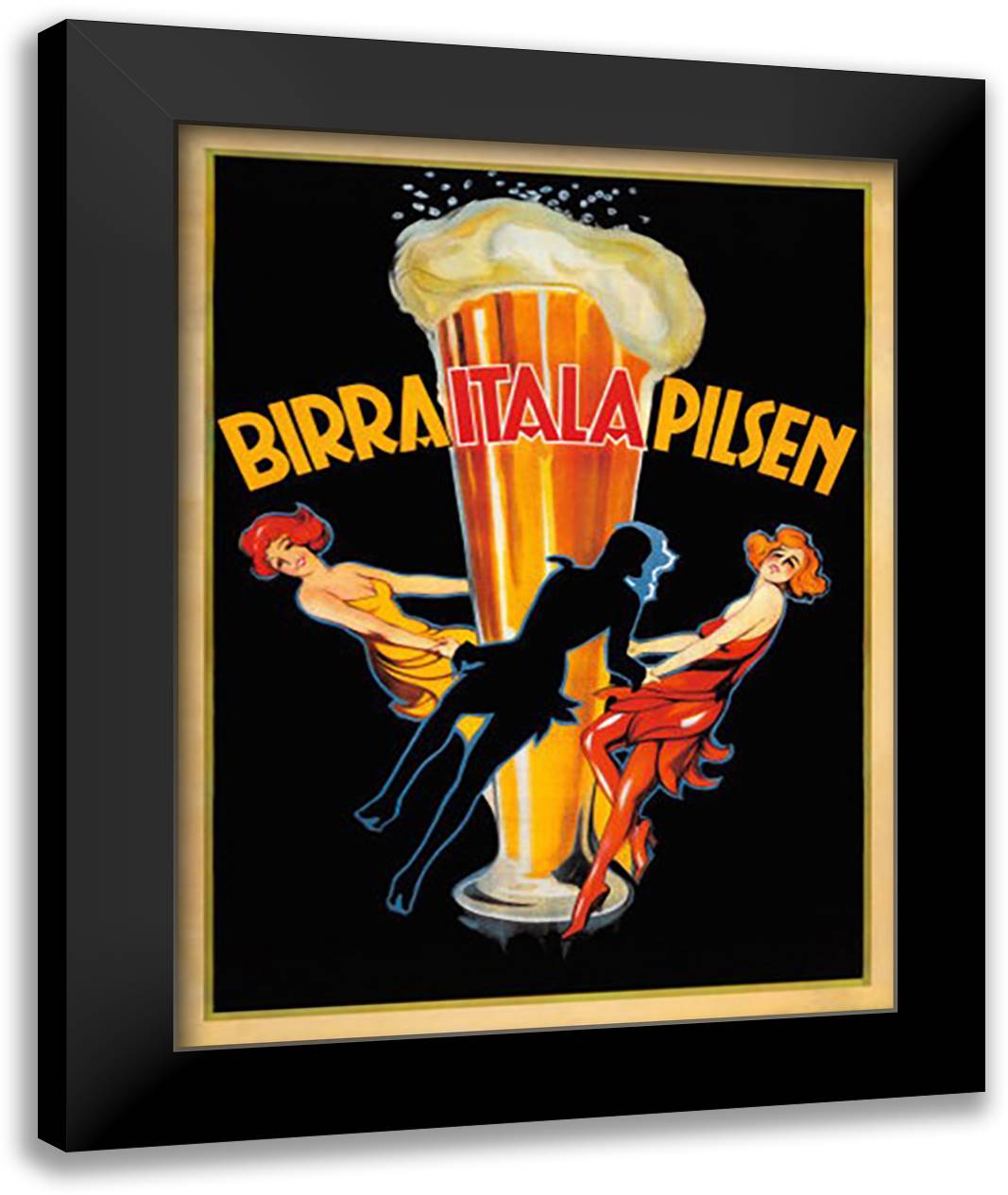 Birra Itala Pilsen c.1920 28x36 Black Modern Wood Framed Art Print Poster