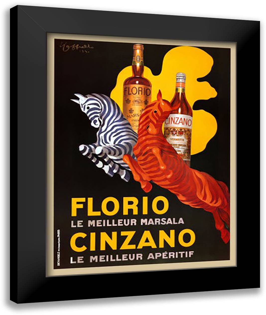 Florio e Cinzano 28x36 Black Modern Wood Framed Art Print Poster by Cappiello, Leonetto
