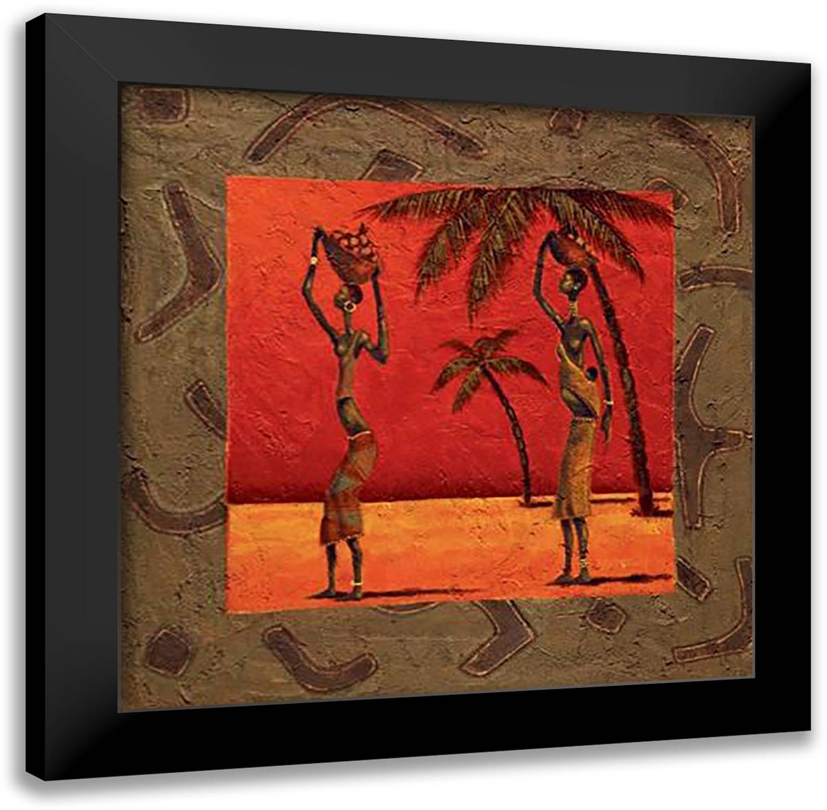 Sun Tribe II 14x14 Black Modern Wood Framed Art Print Poster