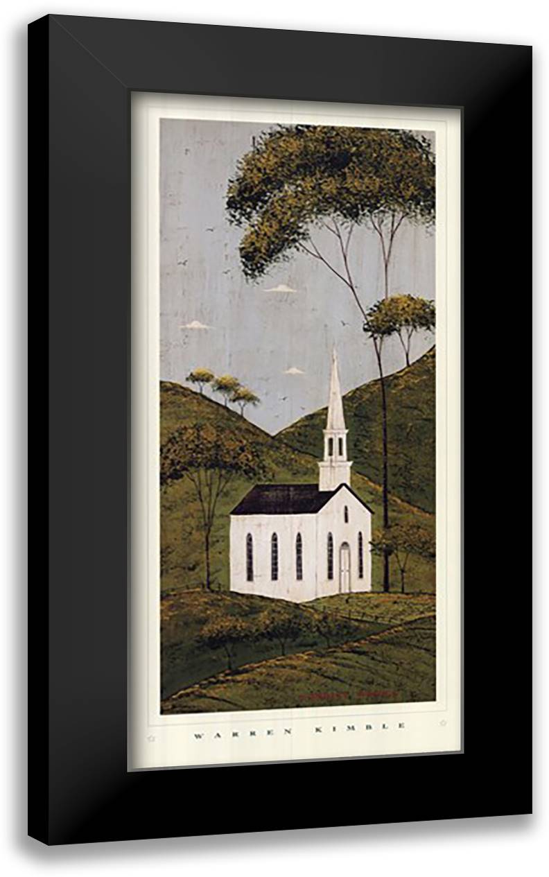 Country Panel I - Church 15x28 Black Modern Wood Framed Art Print Poster by Kimble, Warren