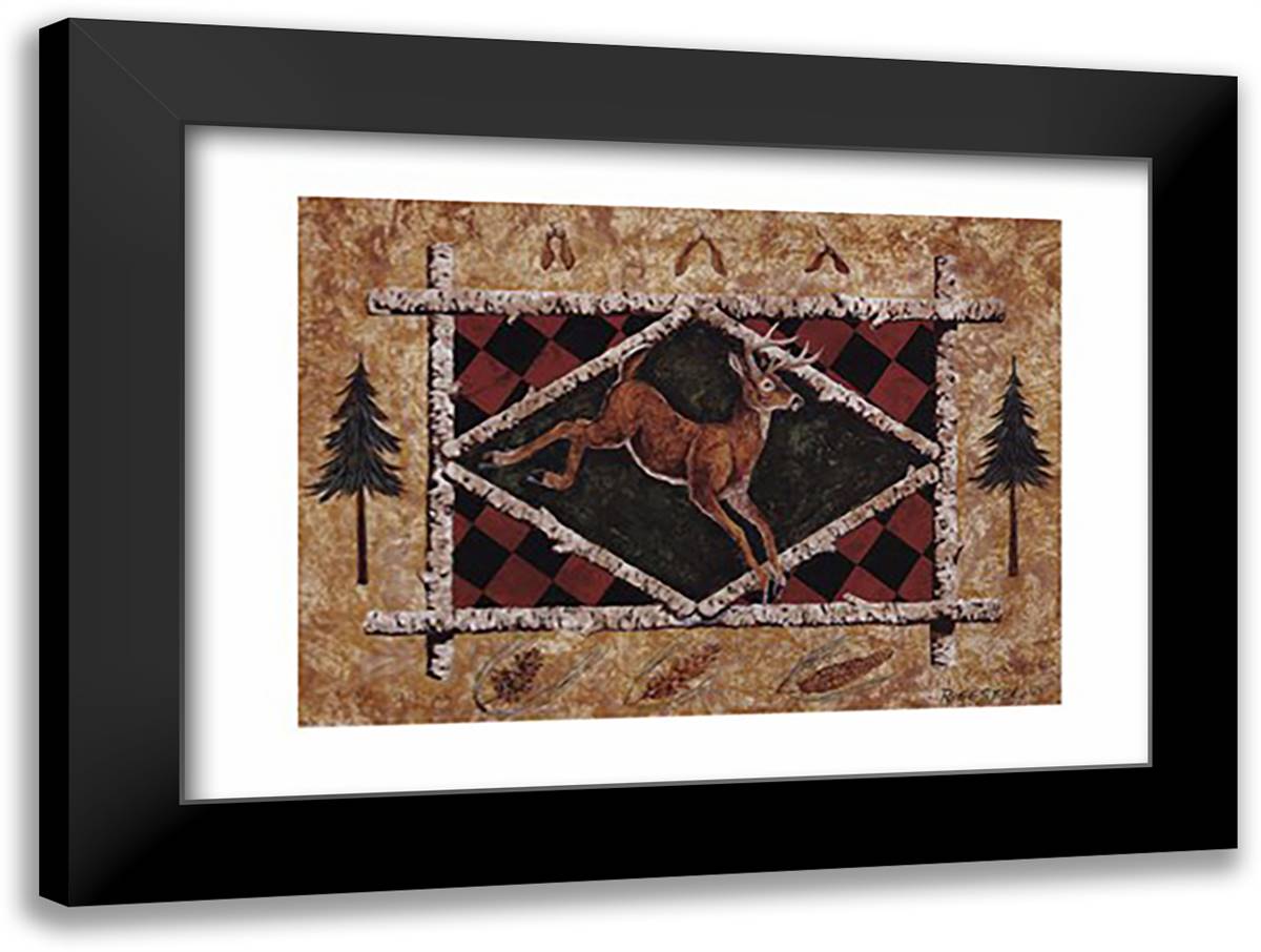Woodland Whitetail 18x15 Black Modern Wood Framed Art Print Poster by White, Suzan Riggsbee